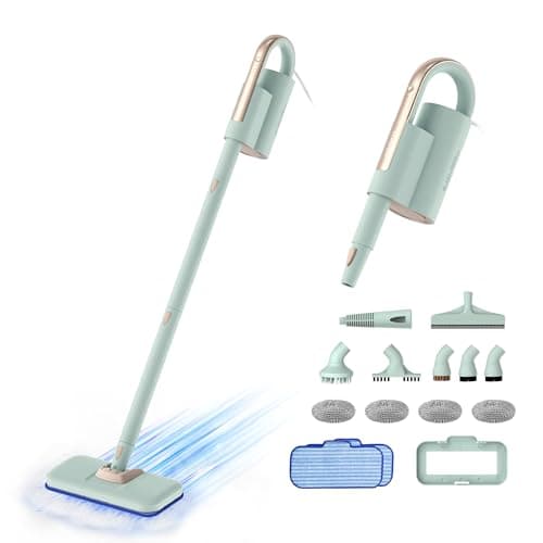 Newbealer Steam Mop & Detachable Handheld Cleaner, 250ml 1200W Powerful Floor Steamer, 3 Adjustable Levels for Carpet Laminate Hardwood Grout, Carpet Glider, 11 Multi-purpose Accessories & 2 Pads - Image 1