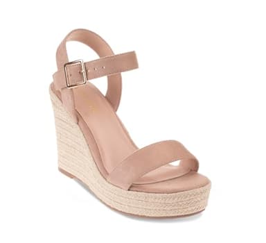 VICKI·VICKI Women's Platform Sandals Wedge Ankle Strap Open Toe Sandals Apricot Size 8.5 - Image 5