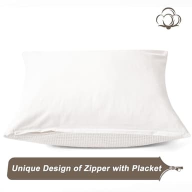 PHF 100% Cotton Waffle Weave Euro Sham Covers, 2 Pack 26" x 26" Bed Pillow Covers for Elegant Home Decor, No Filling, Luxury Aesthetic Soft Euro Pillow Cases for Bed, White - Image 4