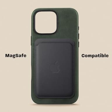 Le Pelle - Handcrafted Premium Italian Leather Case for iPhone 16 Pro - Compatible with Magsafe - Two-Tone Effect with Unique Patina Over Time - Emerald Green - Image 7