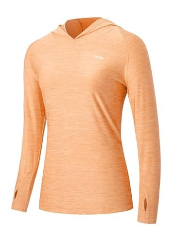 Willit Women's UPF 50+ Sun Protection Hoodie SPF Shirt Long Sleeve Hiking Fishing Outdoor Shirt Lightweight Hoodie Slubby Light Orange L - Image 1