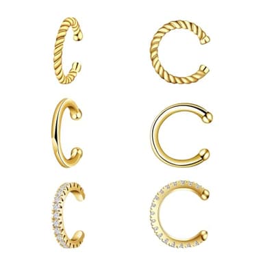 Gold Ear Cuffs Non Piercing Three Cartilage Earrings for Women Hypoallergenic Cuff Earrings with Cubic Zirconia for Gift - Image 1