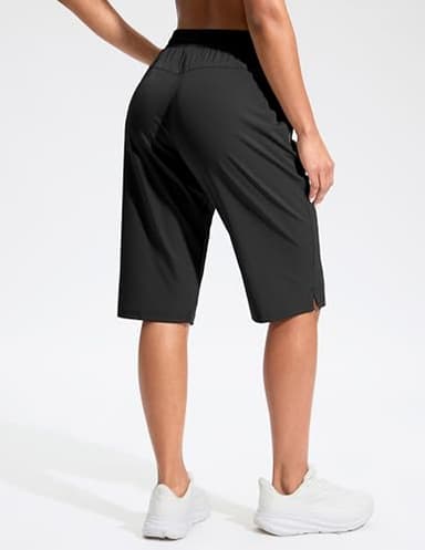 G Gradual Women's 13" Long Hiking Shorts with Zipper Pocket Lightweight Quick Dry Knee Length Bermuda Shorts for Women(Black,XL) - Image 2
