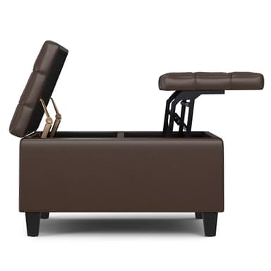 SIMPLIHOME Harrison 30 inch Wide Transitional Square Small Coffee Table Storage Ottoman in Chocolate Brown Vegan Faux Leather, Assembled, for The Living Room and Bedroom - Image 15