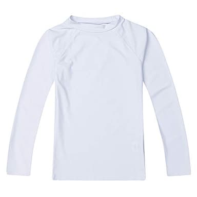 ESTAMICO Baby/Toddler Boys Rash Guard Shirts Long Sleeve Quick Dry Swim Shirt UPF 50+ Rashguard, White 12-18 Months - Image 1