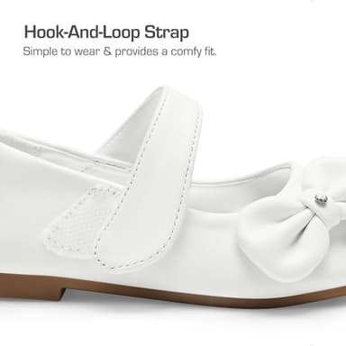 DREAM PAIRS Toddler Dress Shoes Mary Jane Flats for Girls Side Bow Ballerina Shoes,Size 5 Toddler,White-Pu,Angel-5 - Image 4