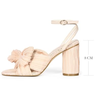 MUCCCUTE Women's Bow Knot Heeled Sandals Ankle Buckle Strap Chunky Heeled Open-toe Comfortable Wedding Party Fashion Heeled - Image 2