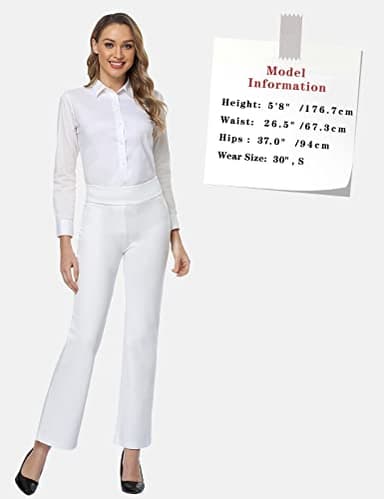 Tapata Women's 28''/30''/32''/34'' High Waist Stretchy Bootcut Dress Pants Tall, Petite, Regular for Office Business Casual White,L - Image 5