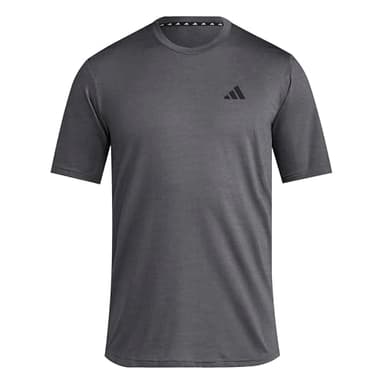 adidas Men's Essentials Feel Ready Training T-Shirt, Dark Grey Heather/White/Black, X-Large - Image 1