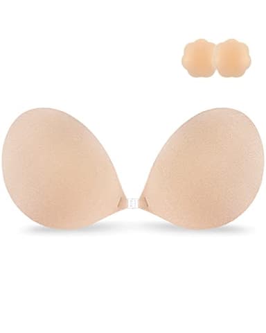 Niidor Adhesive Bra Strapless Sticky Invisible Push up Silicone Bra for Backless Dress with Nipple Covers Nude(B Cup) - Image 1