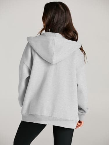 EFAN Women Zip Up Hoodies Oversized Sweatshirt Jacket 2024 Fall Fleece Cute Pullover Hooded Tops Teen Girls Casual Loose Fit Y2k Trendy Fashion Gym Clothes Outfits Grey M - Image 5