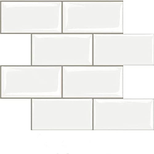 STICKGOO 10-Sheet Peel and Stick Subway Tile, Stick on Tiles Backsplash for Kitchen & Bathroom in White (Thicker Design) - Image 1