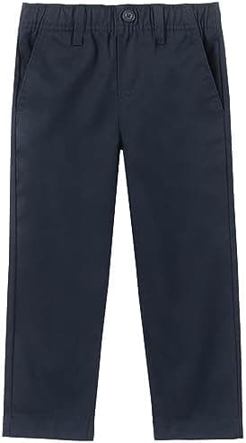 Nautica Boys School Uniform Twill Khaki Pants, Flat Front & Elasticized Waistband, Zipper Closure With Faux Button - Image 3