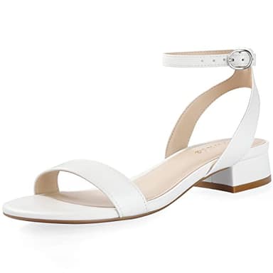 Ankis Nude White Black Women Sandals Gold Silver Comfortable Strappy Open Toe Sandals for Women Dressy Summer 1 Inch Low Block Clear Pink Taupe Heel Flat Adjustable Ankle Strap Wide Available Shoes - Image 1