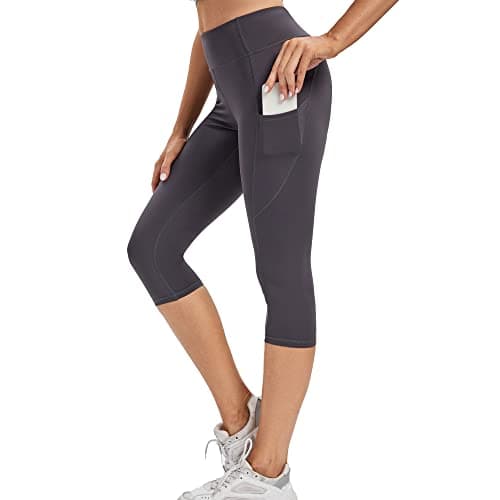 adorence Capri Leggings for Women Plus Size (Naked Feeling 3/4 Yoga Pants, High Waist, Tommy Control), Women Capri Pants with Pockets-Darkgrey,XL - Image 1