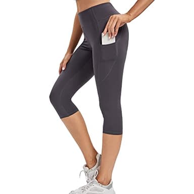 adorence Capri Leggings for Women Plus Size (Naked Feeling 3/4 Yoga Pants, High Waist, Tommy Control), Women Capri Pants with Pockets-Darkgrey,XL - Image 1