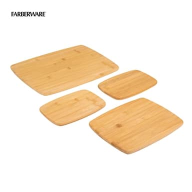 FARBERWARE 4-Piece Reversible Bamboo Cutting Board and Charcuterie Set, Assorted Sizes, Durable Wood Serving Boards for Cheese, Meats, and Prep - Image 4
