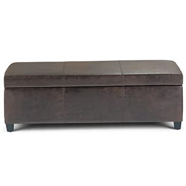 SIMPLIHOME Avalon 48 inch Wide Contemporary Rectangle Storage Ottoman Bench in Distressed Brown Vegan Faux Leather, Assembled, for the Living Room, Entryway and Family Room - Image 6