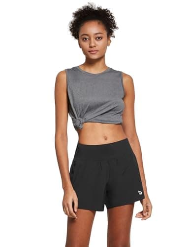 baleaf Women's 5" Workout Shorts Gym Running Shorts Athletic with Liner High Waistband Quick Dry Sports Zipper Pockets Black L - Image 6