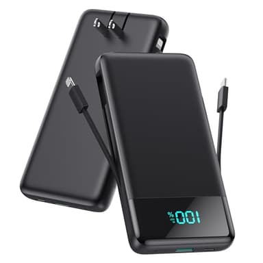 Portable Charger for iPhone with Built in Cables and Wall Plug,Upgraded 13800mAh Fast Charging USB C Power Bank,4 Outputs Travel Essential Battery Pack Compatible with iPhone 16/15/14,Samsung,Android - Image 1