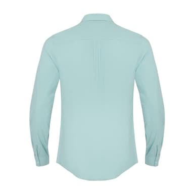 JEKAOYI Button Down Linen Shirts for Men Casual Long Sleeve Regular Fit Cotton Beach Shirts with Pocket Mint Blue - Image 3