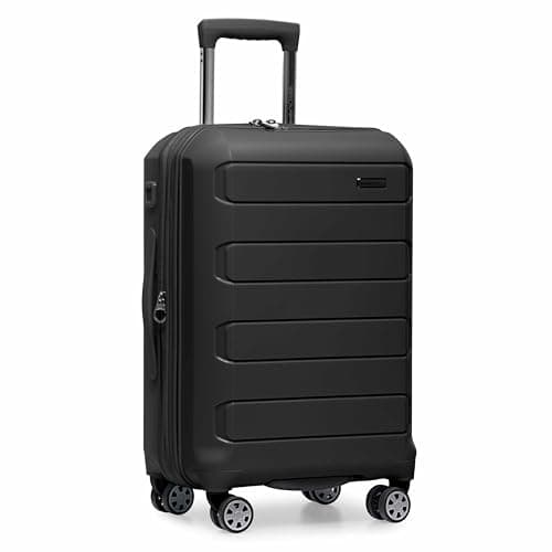 Traveler's Choice Pagosa Indestructible Hardshell Expandable Spinner Luggage, Black, 22-Inch Carry-on - Image 1