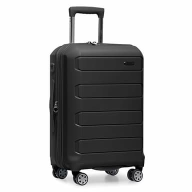Traveler's Choice Pagosa Indestructible Hardshell Expandable Spinner Luggage, Black, 22-Inch Carry-on - Image 1