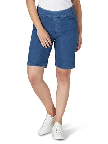Chic Classic Collection Women's Relaxed Fit Flat Front Elastic Waist Bermuda Short, Mid Shade, 16 - Image 1