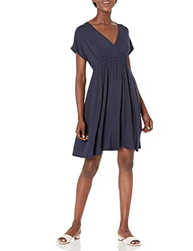 Amazon Essentials Women's Surplice Dress (Available in Plus Size), Navy, 5X - Image 1