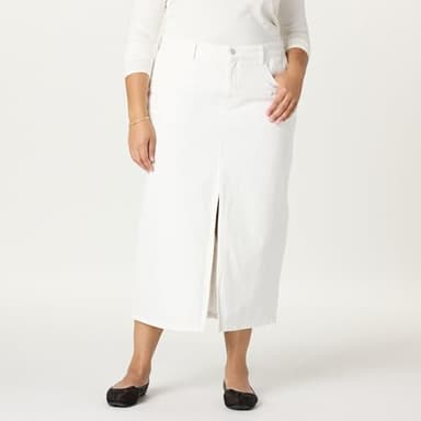 The Drop Women's Dixon Denim Column Skirt, White, S - Image 5