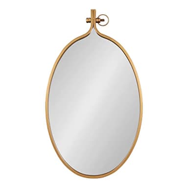 Kate and Laurel Yitro Oval Metal Framed Wall Mirror; 20 x 34; Gold; Glamorous Industrial Accent Mirror for Wall - Image 2