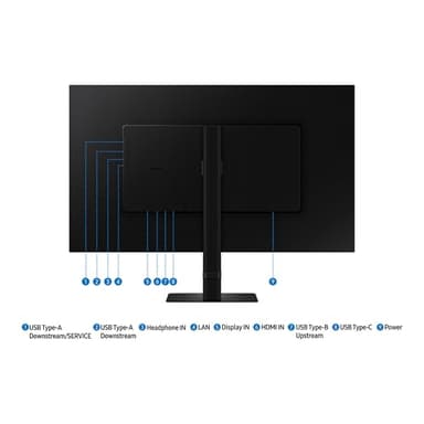 Samsung 32” ViewFinity S8 (S80UD) 4K UHD IPS HDR10 High Resolution Monitor, USB-C, Built-in Speakers, Ergonomic Stand, Built-in KVM Switch, Intelligent Eye Care, LS32D808UBNXGO, 2025 - Image 7