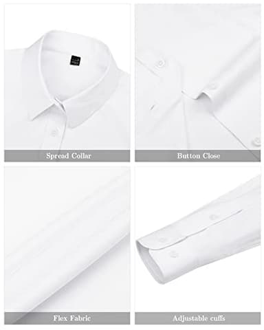 J.VER Womens Dress Shirts Long Sleeve Button Down Shirt Wrinkle-Free Business Casual Blouse Office Work Tops White Large - Image 4