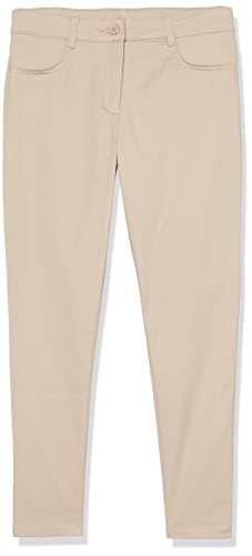 Nautica Girls School Uniform Skinny Leg Pants, Elasticized Waistband with Button Closure, Functional Pockets, Stretch Twill Material, Khaki, 16 US - Image 1