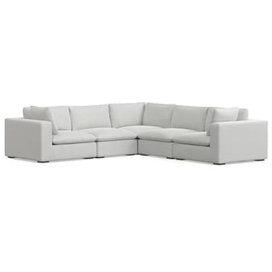 SIMPLIHOME Jasmine Corner Sectional Modular Sofa in Performance Fabric, Cloud Grey, 125-inches Wide, Handcrafted Contemporary-Style L-Shaped Couch for Living Room - Image 1