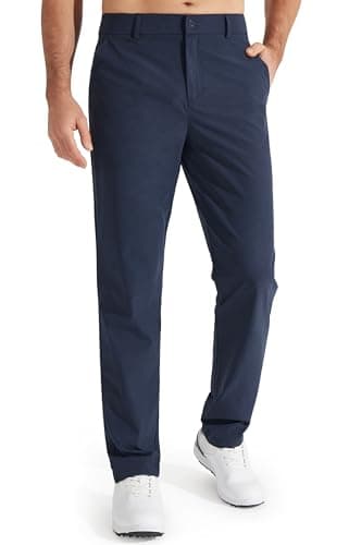 Libin Mens Golf Pants Stretch Work Dress Pants 30" Quick Dry Lightweight Business Casual Pants for Men Comfy Water Resistant, Navy Blue, 35W x 30L - Image 1