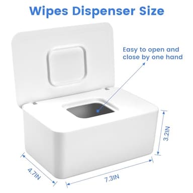 LEQXGO Baby Wipes Dispenser, Wipes Dispenser Baby Wipes Case, Baby Wipe Holder for Fresh Wipes, Non-Slip Wipes Case, Wipe Container with Sealing Design Lid (White) - Image 2