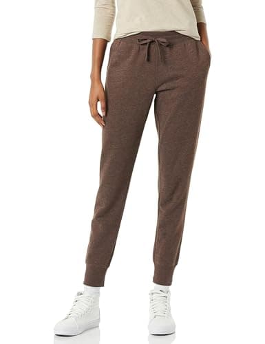 Amazon Essentials Women's Fleece Jogger Sweatpant (Available in Plus Size), Brown Heather, Large - Image 1