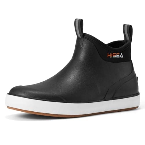 HISEA Men's Deck Boots, Wide Toe Mens Neoprene Rubber Rain Boots Waterproof Fishing Footwear - Image 1