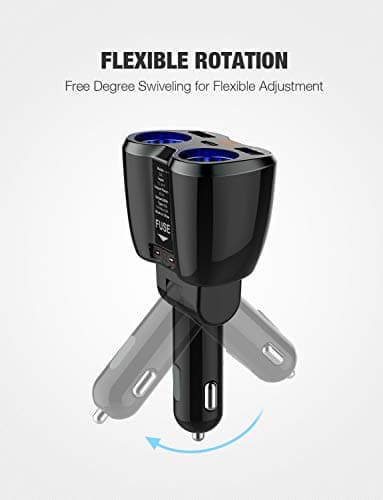 Otium USB C Car Charger, 2 Sockets Cigarette Lighter Splitter 12/24V 80W Dual USB Type-C Ports Separate Switch LED Voltage Display Built-in Replaceable 10A Fuse Compatible Mobile Phone GPS Dash Cam - Image 3