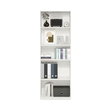 Furinno Gehry 5-Tier Bookcase, Bookshelf with Adjustable Shelves, White - Image 4