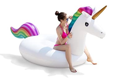 Jasonwell Giant Inflatable Unicorn Pool Float Floatie Ride On with Fast Valves Large Rideable Blow Up Summer Beach Swimming Pool Party Lounge Raft Decorations Toys Kids Adults - Image 1