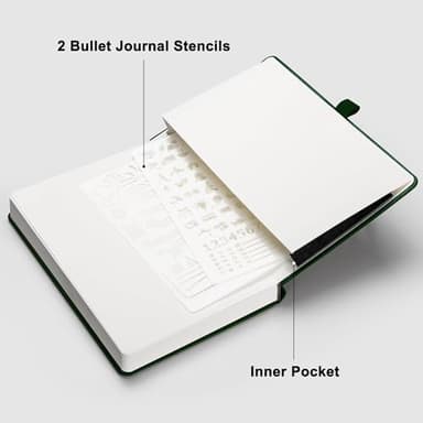 RETTACY Graph Grid Paper Notebook, 2-Pack, 192 Pages per Pack, A5 Medium Size (5.7'' x 8.3''), Leather Hardcover, 100 GSM Thick Paper, for School, Students, Math, Engineering (Black & Dark Green) - Image 7
