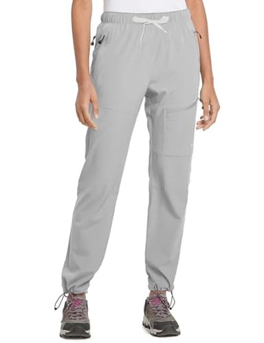 baleaf Women's Hiking Pants Quick Dry Water Resistant Lightweight Joggers Pant for All Seasons Elastic Waist Glacier Gray Size M - Image 1