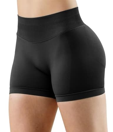 Unthewe Womens Workout Seamless Scrunch Butt Lifting Shorts High Waisted Tummy Control Gym Yoga Shorts(U516-Black-S) - Image 4