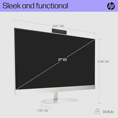HP All-in-One Touchscreen Desktop Computer, 27" FHD IPS, Adjustable Height, Intel Ultra 7 155U (Up to 4.8 GHz), Intel Graphics, 32GB DDR5, 1TB SSD, Wireless KB & Mouse, Windows 11 Pro, w/Accessories - Image 6