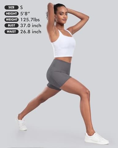 CHRLEISURE Womens Biker Yoga Shorts with Pockets: High Waisted Tummy Control Spandex Workout Athletic Gym Shorts 4 Packs(5'' Black,Gray,Navy,JGreen, M) - Image 6