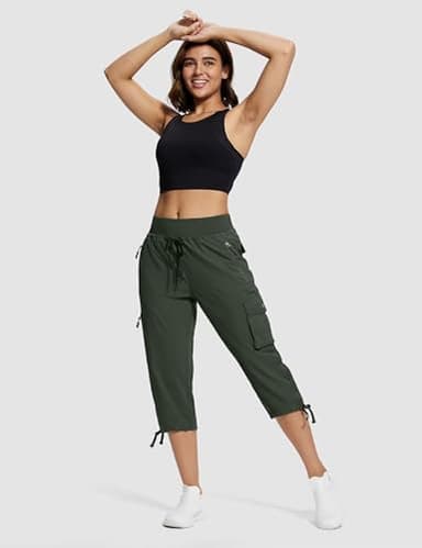 ISEEGZ Hiking Capris for Women with Pockets Lightweight Quick Dry Cargo Capri Travel Pants Women Casual Women's Capris - Image 3