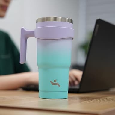 Konokyo 20 oz Tumbler with Handle and 2 Straw 2 Lid, Insulated Water Bottle Stainless Steel Vacuum Cup Reusable Travel Mug, Lavender Green - Image 6
