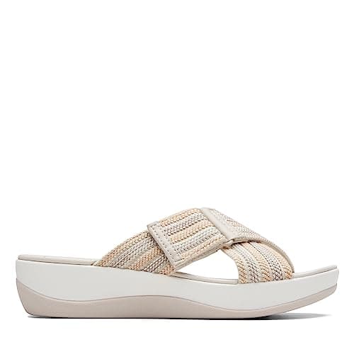 Clarks Women's Arla Wave Slide Sandal, Beige Combi, 9 Wide - Image 1